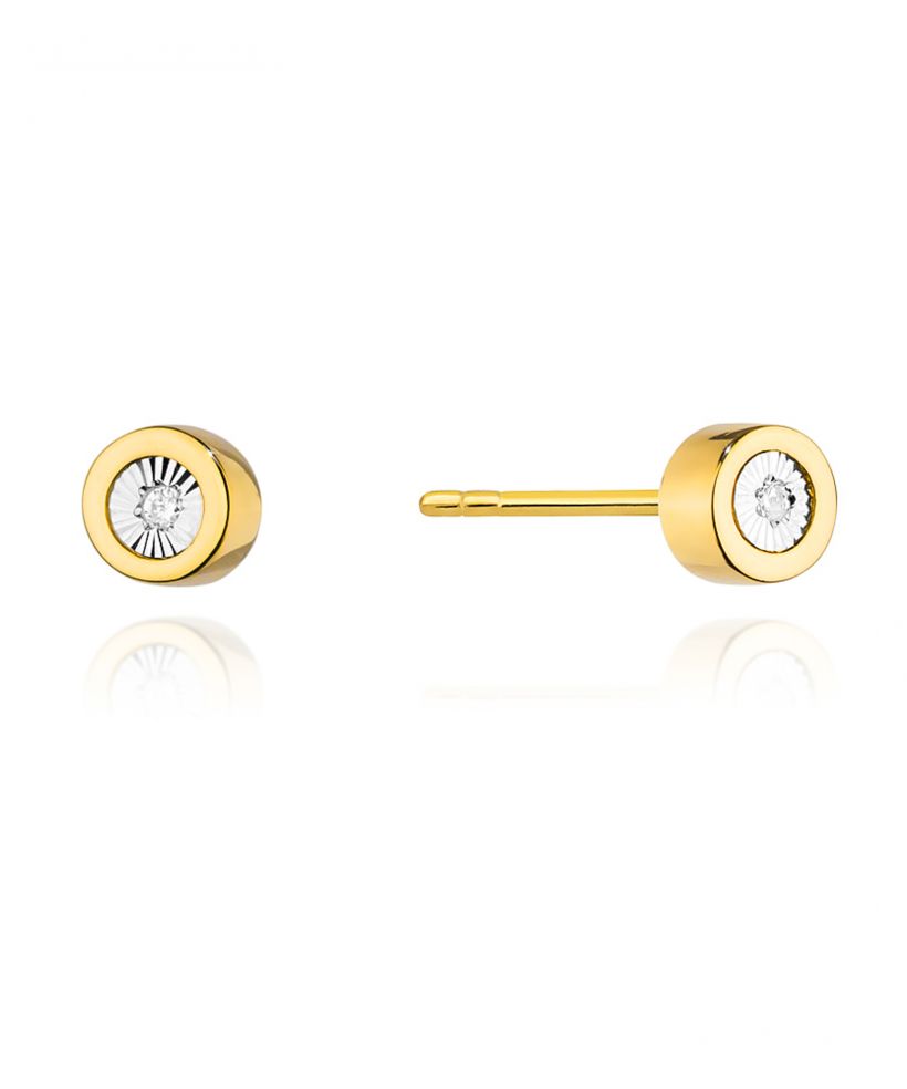 Kolczyki Bonore ze Złota próby 585 z diamentem 0,03 ct