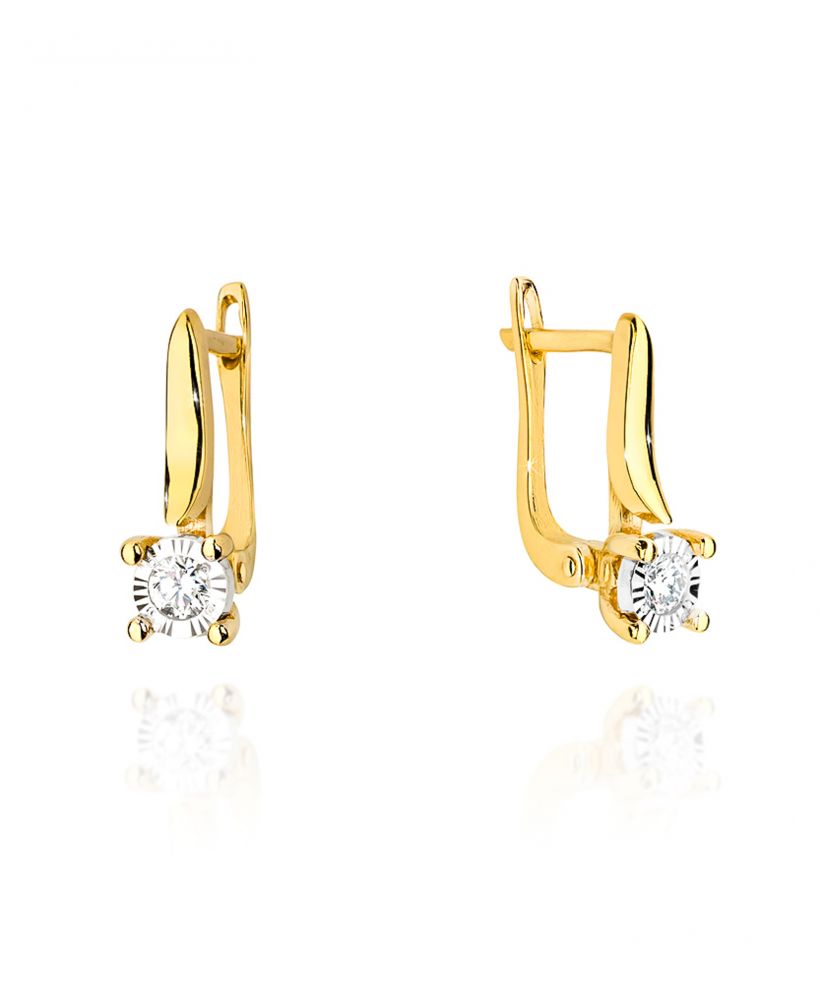 Kolczyki Bonore ze Złota próby 585 z diamentem 0,16 ct