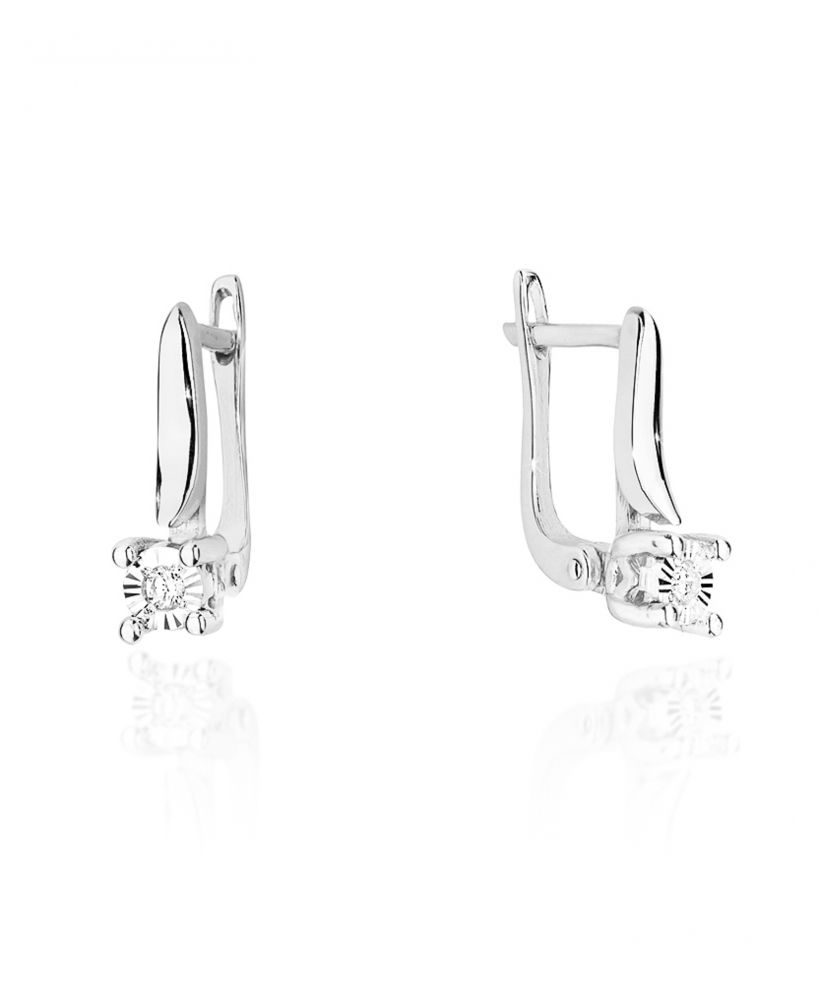 Kolczyki Bonore ze Złota próby 585 z diamentem 0,06 ct