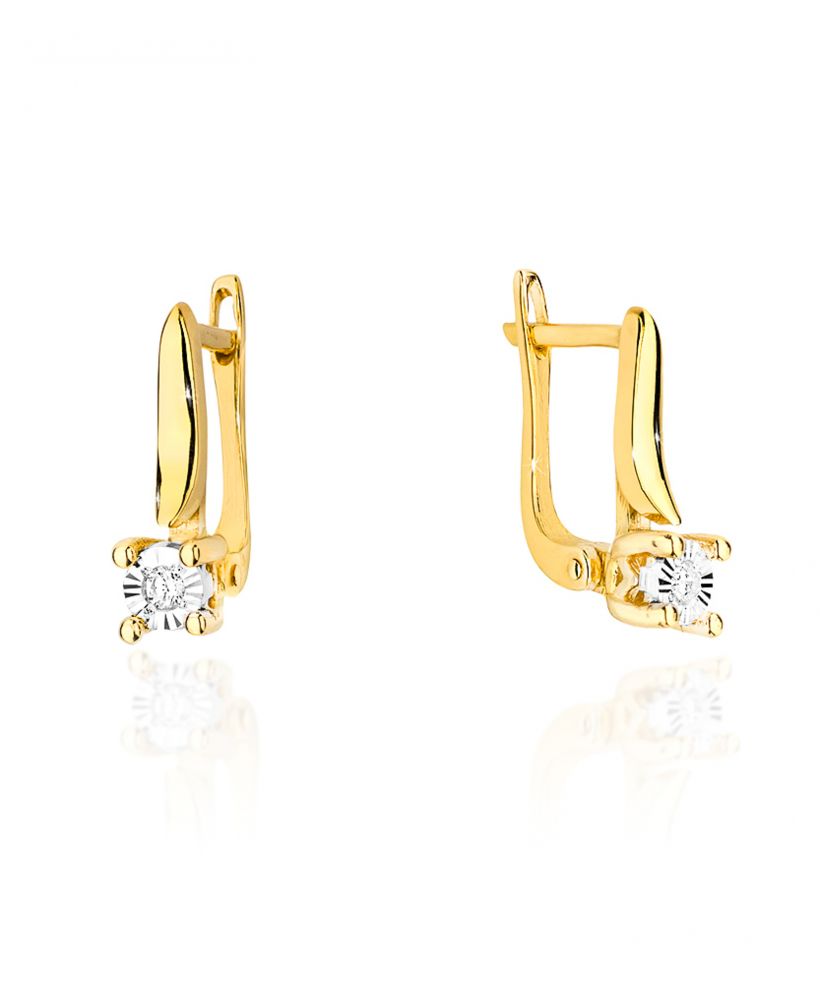 Kolczyki Bonore ze Złota próby 585 z diamentem 0,06 ct