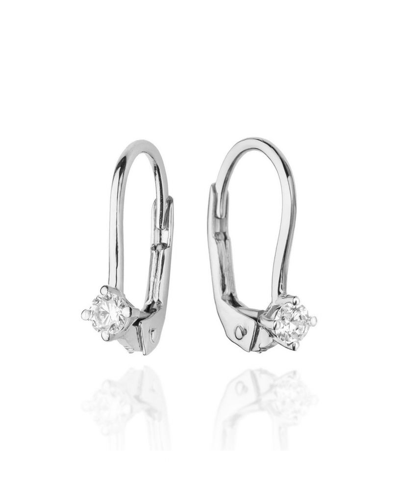 Kolczyki Bonore z białego złota próby 585 z diamentem 0,07 ct