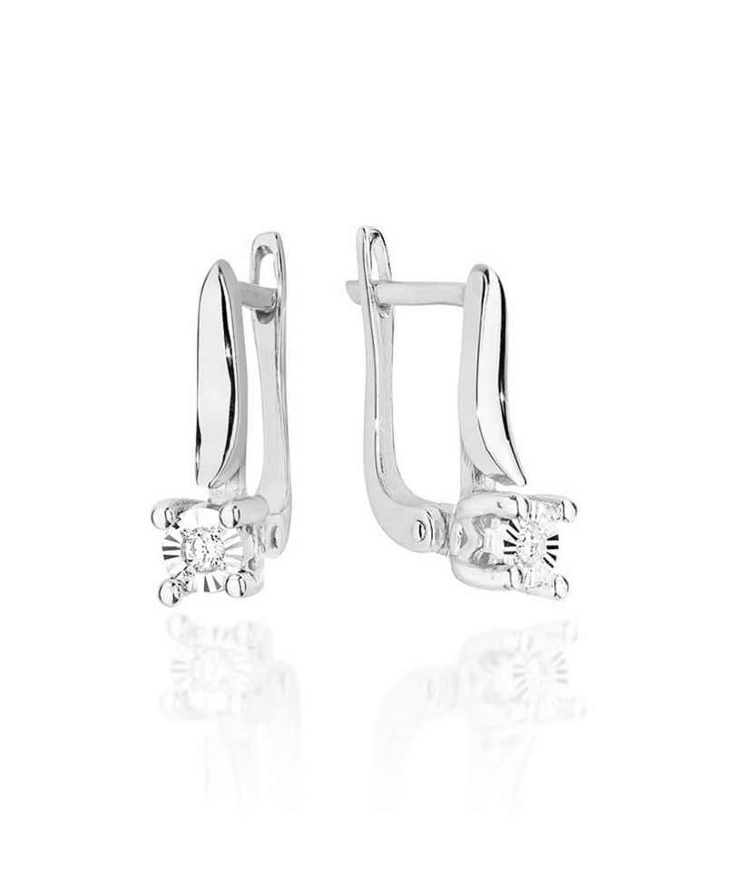 Kolczyki Bonore z białego złota próby 585 z diamentem 0,03 ct