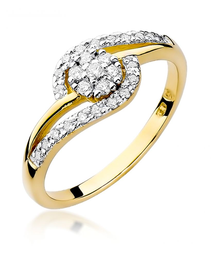 Pierścionek Bonore ze Złota próby 585 z diamentem 0,17 ct