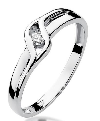 Pierścionek Bonore z białego złota próby 585 z diamentem 0,04 ct
