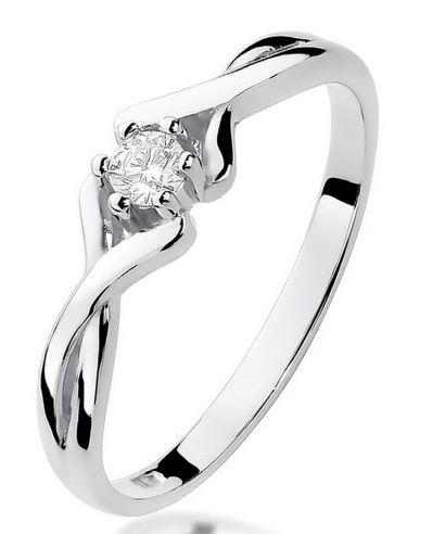 Pierścionek Bonore z białego złota próby 585 z diamentem 0,08 ct