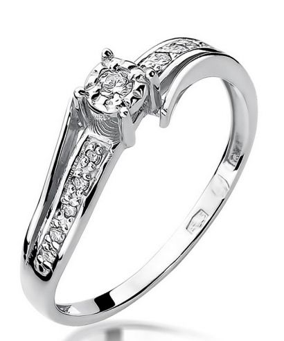Pierścionek Bonore z białego złota próby 585 z diamentem 0,05 ct