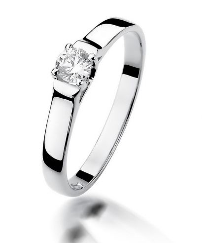 Pierścionek Bonore z białego złota próby 585 z diamentem 0,18 ct