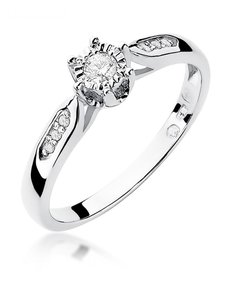 Pierścionek Bonore ze Złota próby 585 z diamentem 0,13 ct