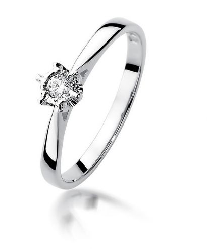 Pierścionek Bonore z białego złota próby 585 z diamentem 0,05 ct
