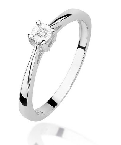 Pierścionek Bonore z białego złota próby 585 z diamentem 0,02 ct