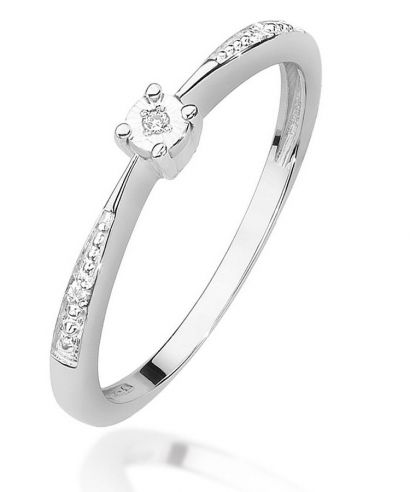 Pierścionek Bonore z białego złota próby 585 z diamentem 0,0086 ct
