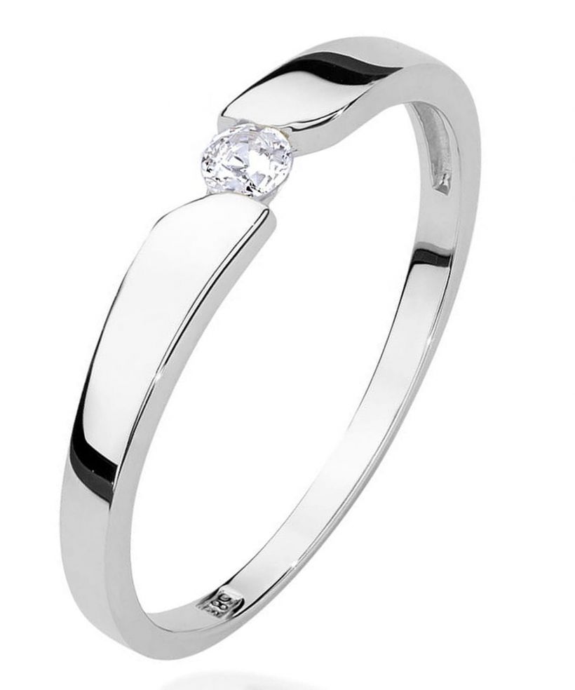 Pierścionek Bonore z białego złota próby 585 z diamentem 0,08 ct