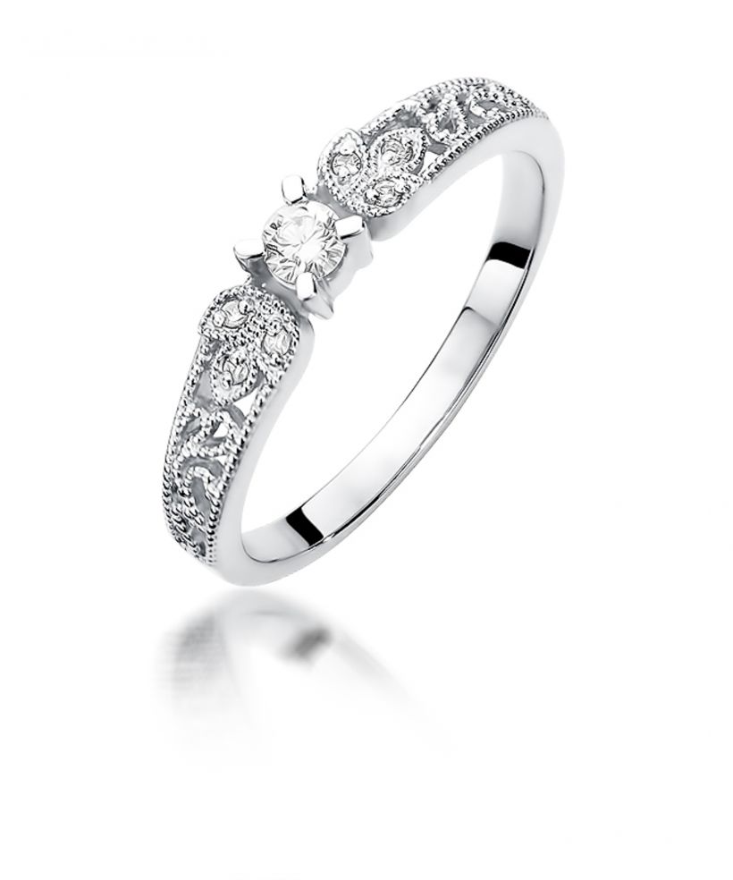 Pierścionek Bonore ze Złota próby 585 z diamentem 0,13 ct