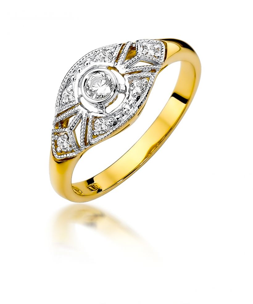 Pierścionek Bonore ze Złota próby 585 z diamentem 0,19 ct
