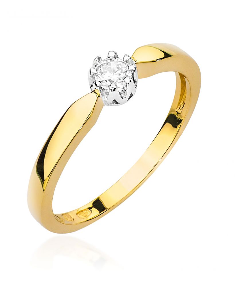Pierścionek Bonore ze Złota próby 585 z diamentem 0,15 ct