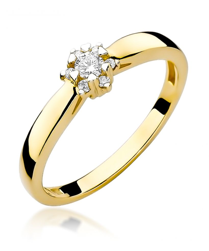 Pierścionek Bonore ze Złota próby 585 z diamentem 0,15 ct