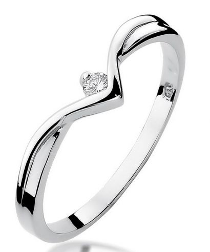 Pierścionek Bonore z białego złota próby 585 z diamentem 0,04 ct