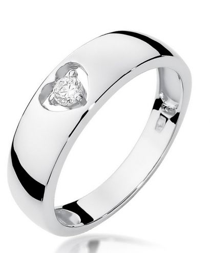 Pierścionek Bonore z białego złota próby 585 z diamentem 0,1 ct