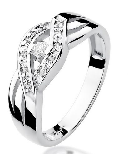 Pierścionek Bonore z białego złota próby 585 z diamentem 0,05 ct