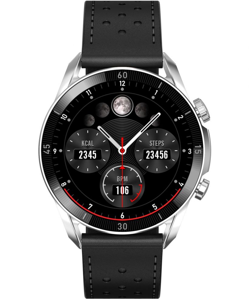 Smartwatch męski Garett V10 Silver-black Leather