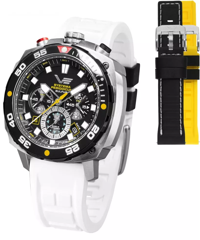 Zegarek męski Vostok Europe Systema Periodicum Sulfur Chronograph SET Limited Edition + 2 paski Vostok