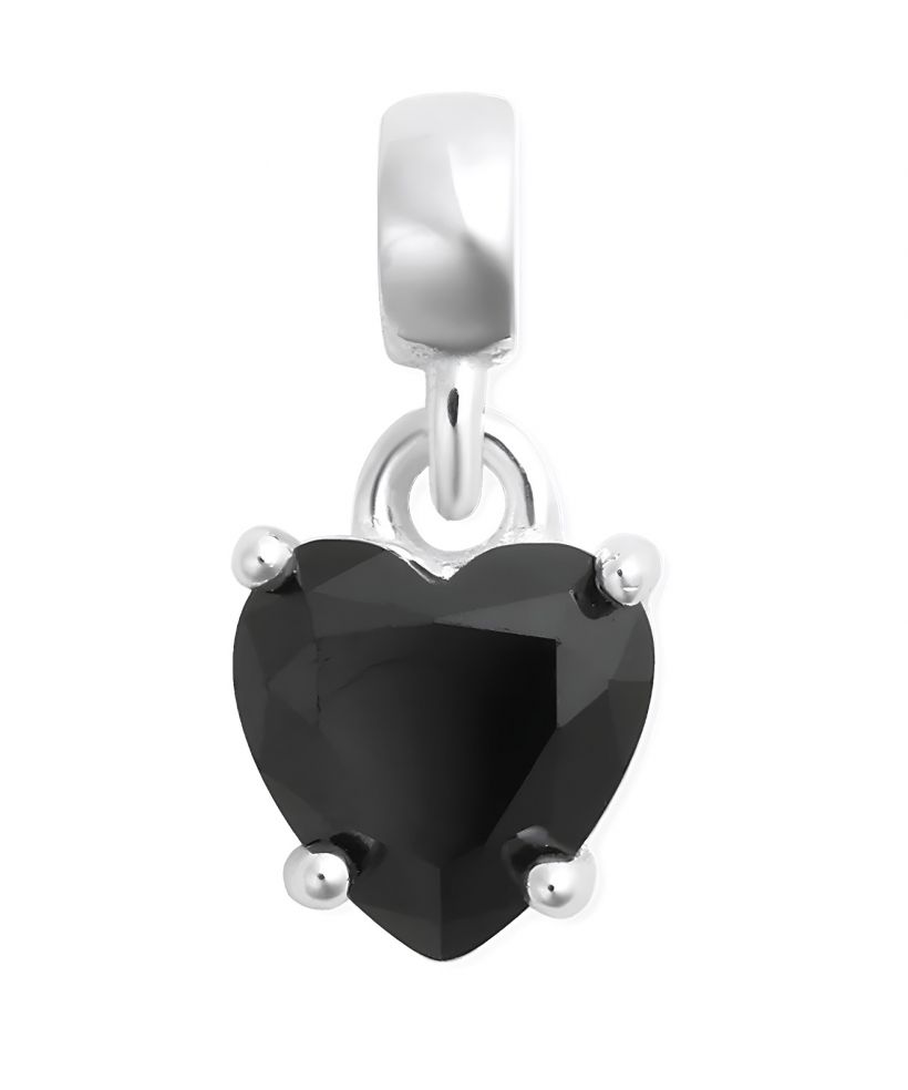 Zawieszka Daniel Wellington Heart Black Crystal Charm Silver
