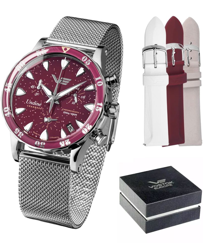 Zegarek damski Vostok Europe Undine Cranberry Chronograph Limited Edition SET