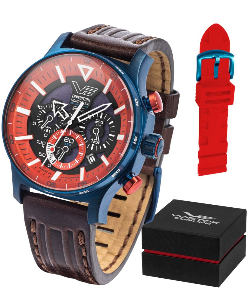 Zegarek męski Vostok Europe Expedition North Pole Polar Sunrise Solar Power Chronograph Limited Edition SET