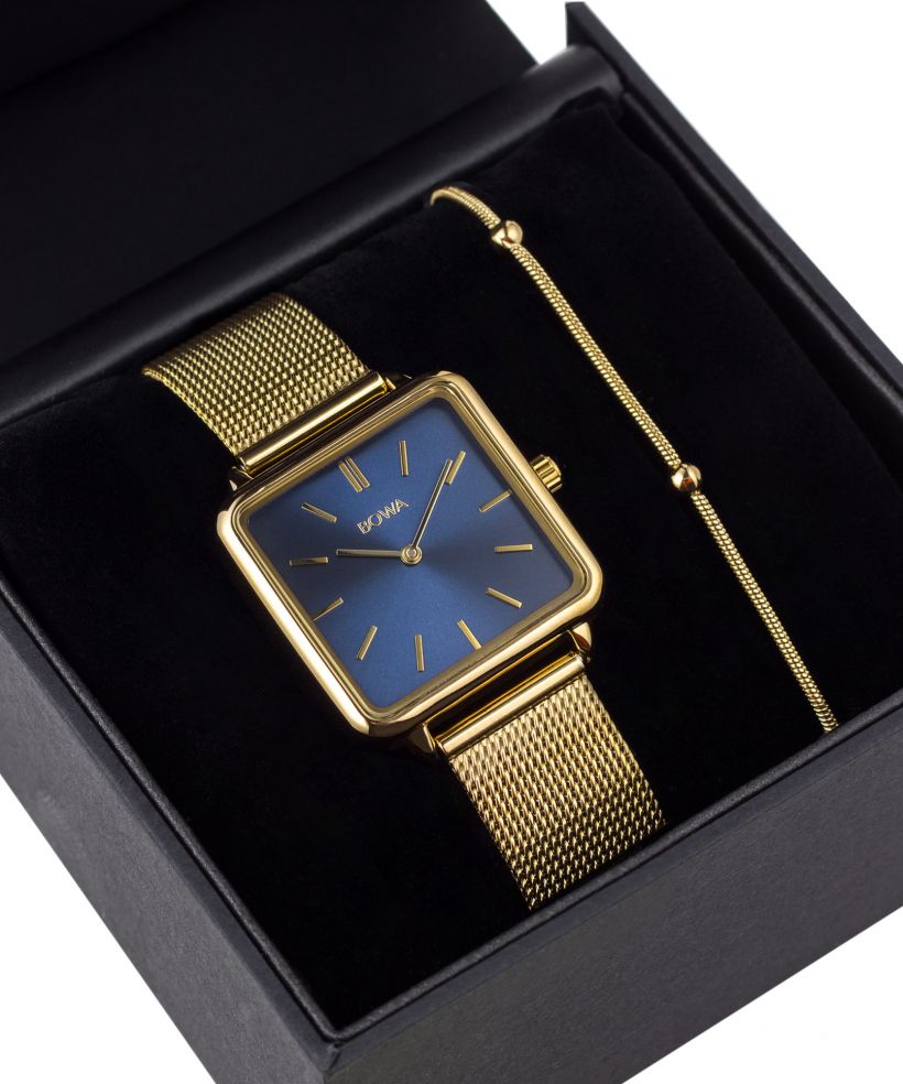 Zegarek damski BOWA Vienna Navy Blue-Gold Mesh 29 Gift Set