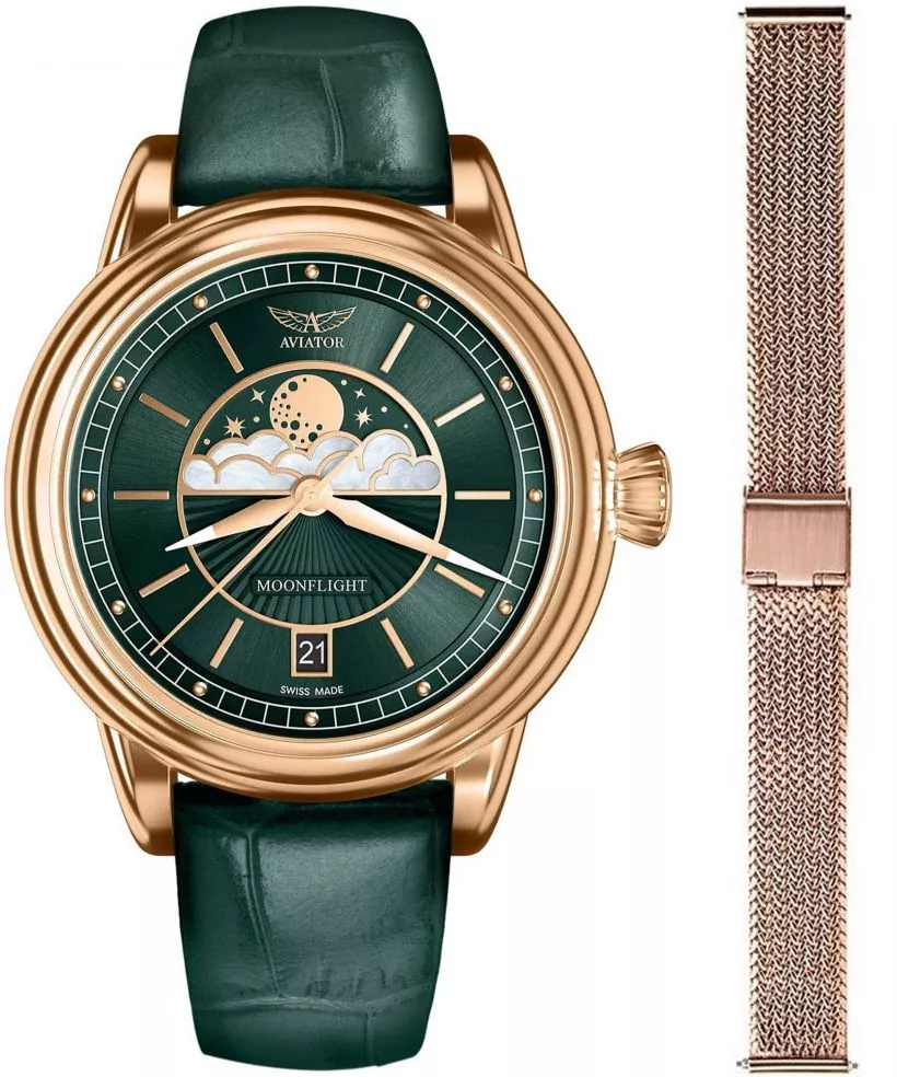Zegarek damski Aviator Douglas Moonflight + bransoleta Morellato