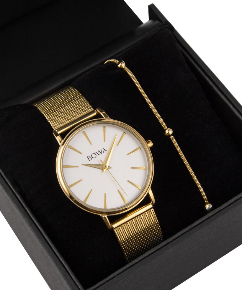 BOWA Praha Silver-Gold Mesh 38 Gift Set (zegarek + bransoletka)
