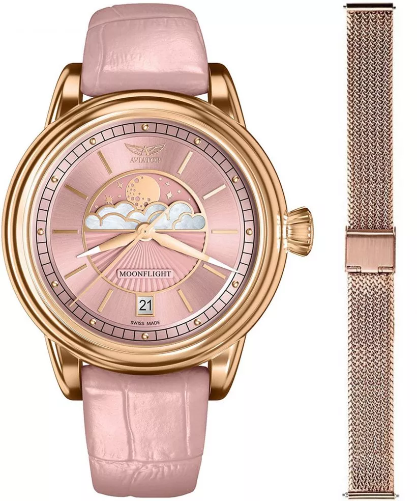 Zegarek damski Aviator Douglas Moonflight + bransoleta Morellato