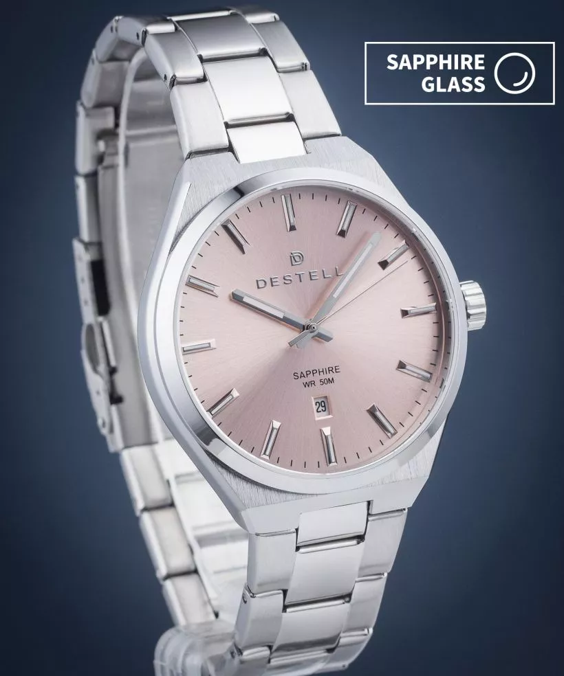 Zegarek męski DESTELL Aries Pink Silver Steel Sapphire