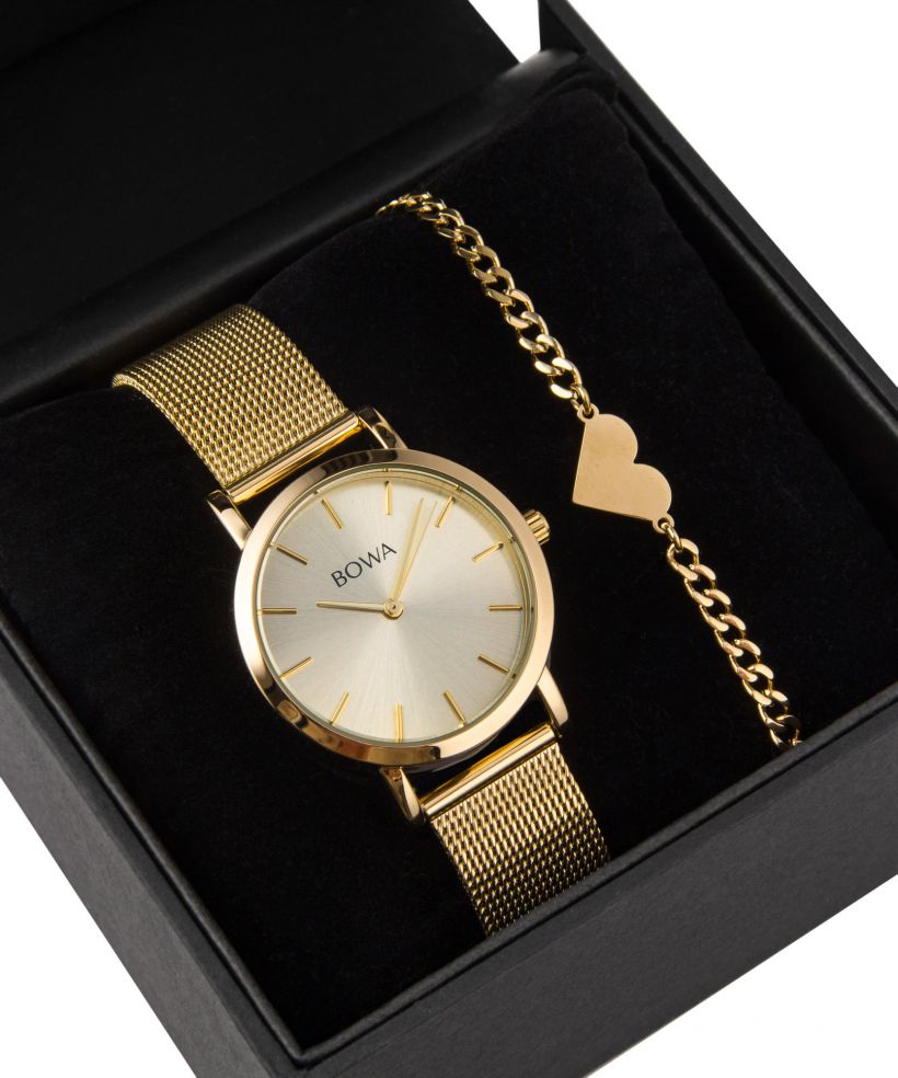BOWA Tokyo Full Gold Mesh 33 Gift Set (zegarek + bransoletka)