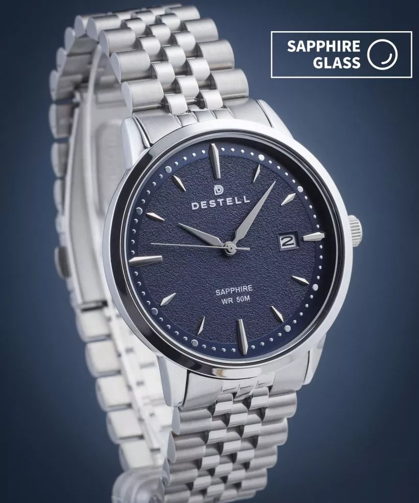 Zegarek męski DESTELL Pictor Blue Silver Steel Sapphire