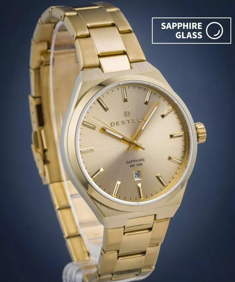 Zegarek męski DESTELL Aries Full Gold Steel Sapphire