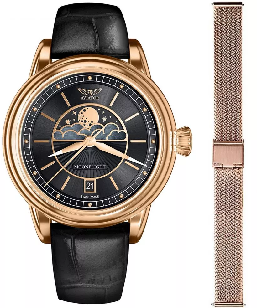 Zegarek damski Aviator Douglas Moonflight + bransoleta Morellato