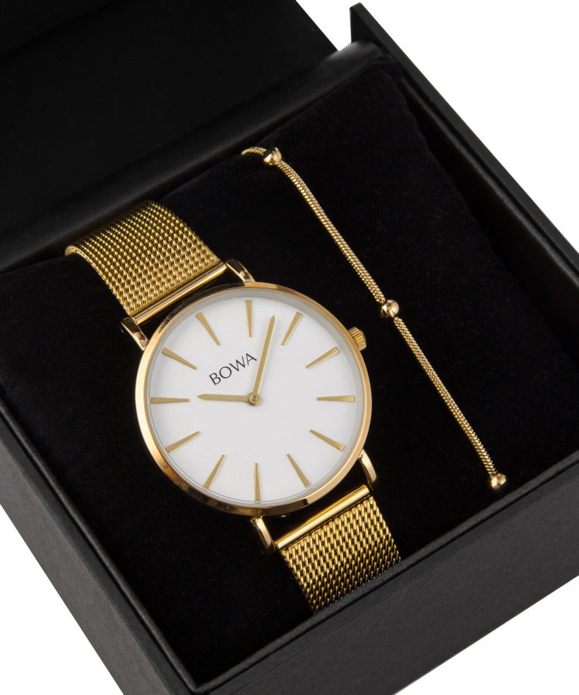 BOWA New York White-Gold Mesh 38 Gift Set (zegarek + bransoletka)