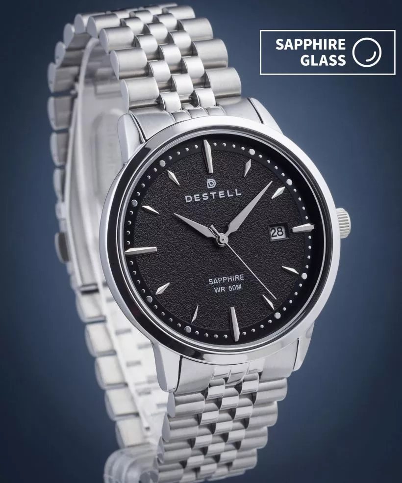 Zegarek męski DESTELL Pictor Black Silver Steel Sapphire