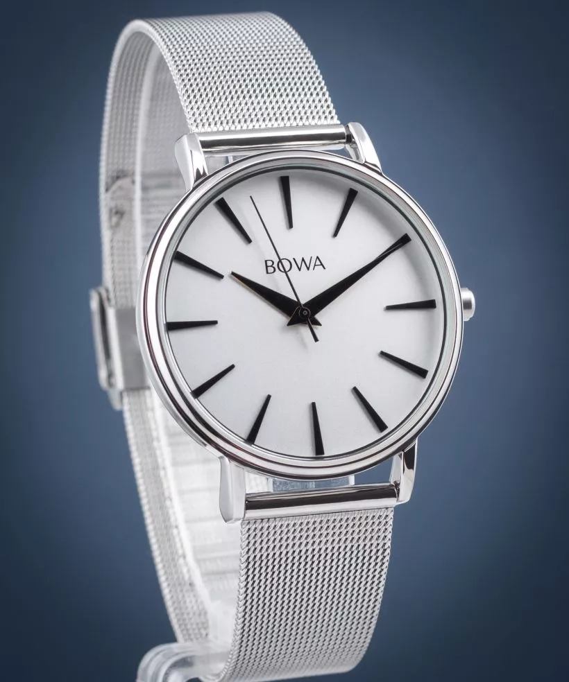 Zegarek damski BOWA Praha Silver Black-Tone mesh 38