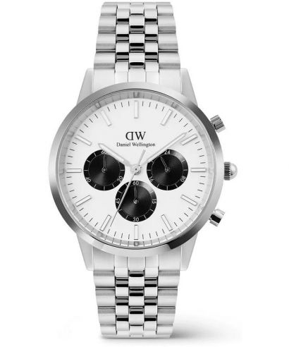 Zegarek męski Daniel Wellington Iconic Arch 5-Link Off- White Panda Silver Chronograph