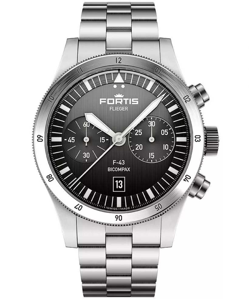 Zegarek męski Fortis Flieger F-43 Bicompax Black