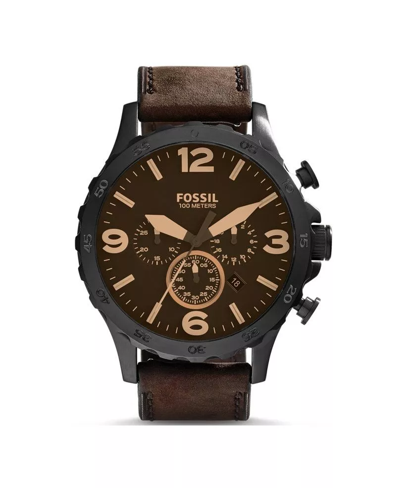 Fossil NATE Brown Leather Strap 50mm JR1487