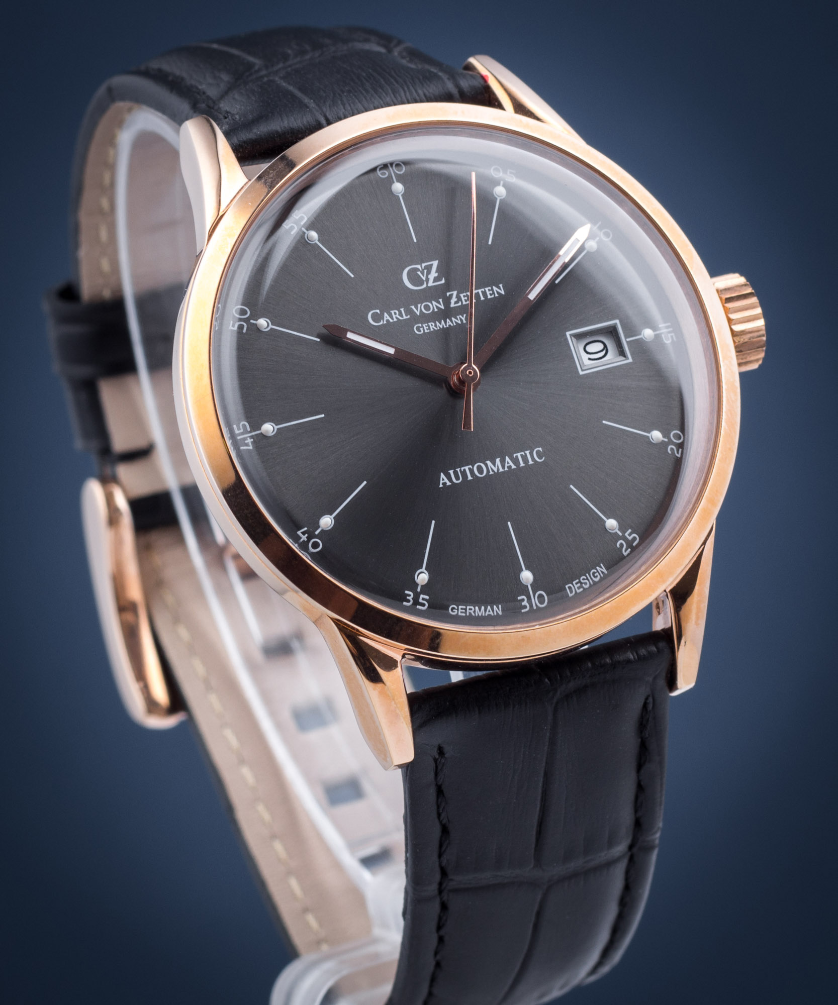 Carl Von Zeyten Eschenz Automatic Orologio Maschile Cassa Oro Rosa 40mm - 5