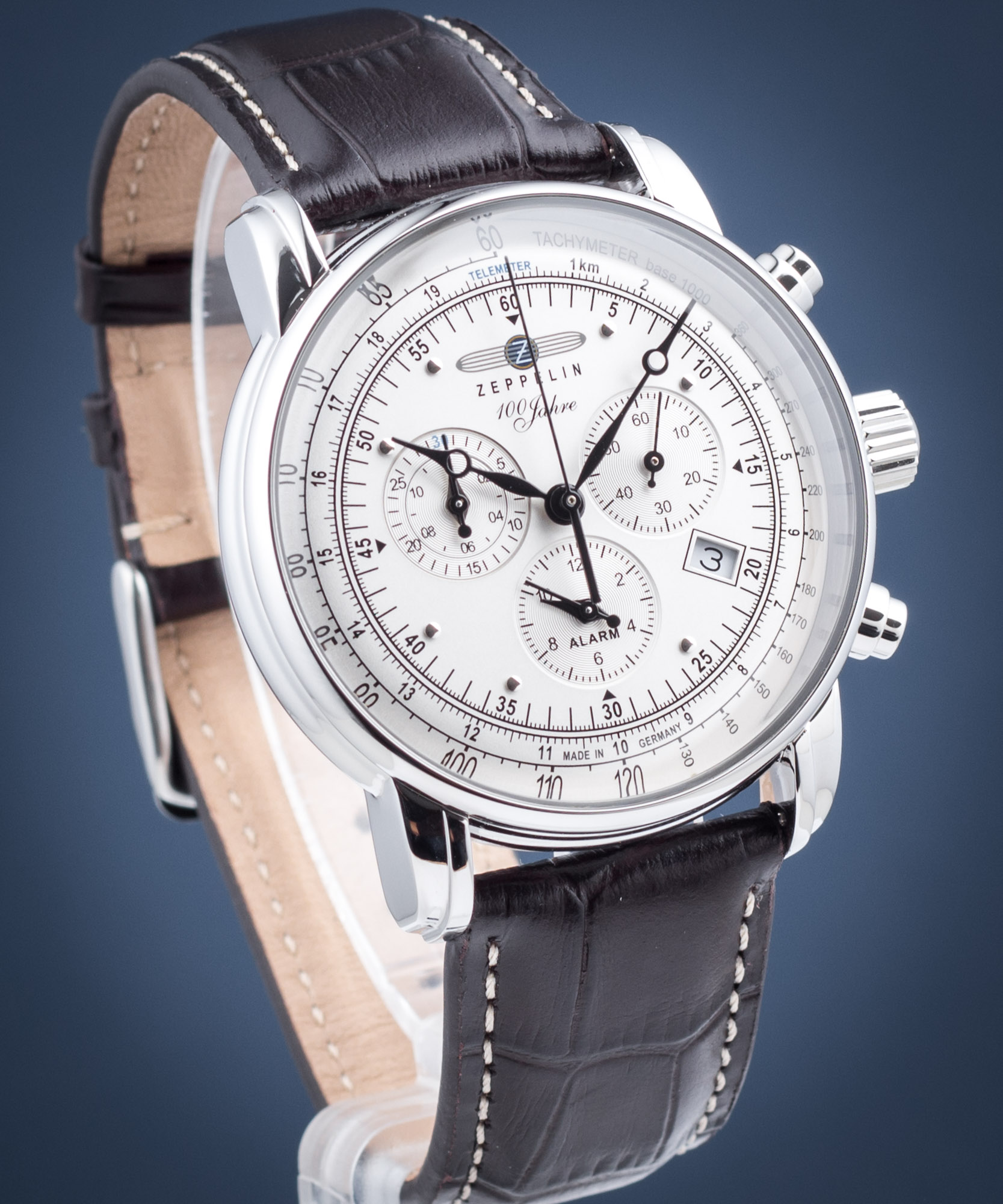 Zeppelin 8670-3 100 anni Cronografo Orologio Uomo 43mm 5ATM