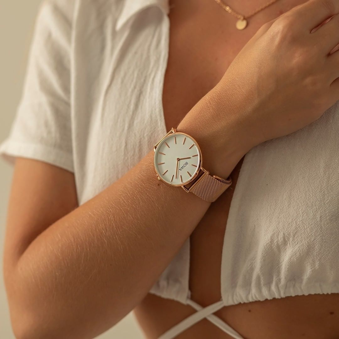 Zegarek BOWA New York White Rose-Gold Mesh 38