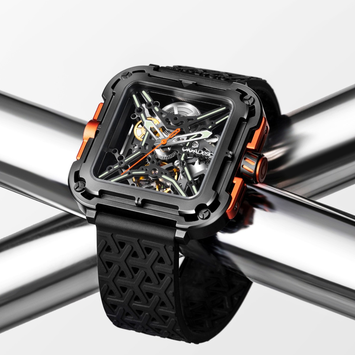 Zegarek męski Ciga Design X Series Gorilla Black & Orange Skeleton Automatic