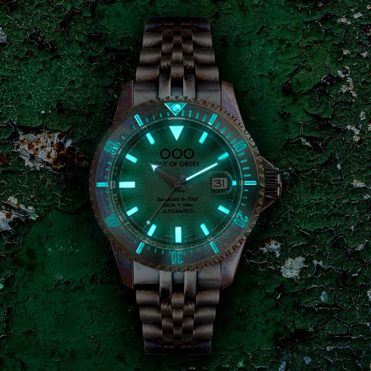 Zegarek Out Of Order Swiss Automatico Green
