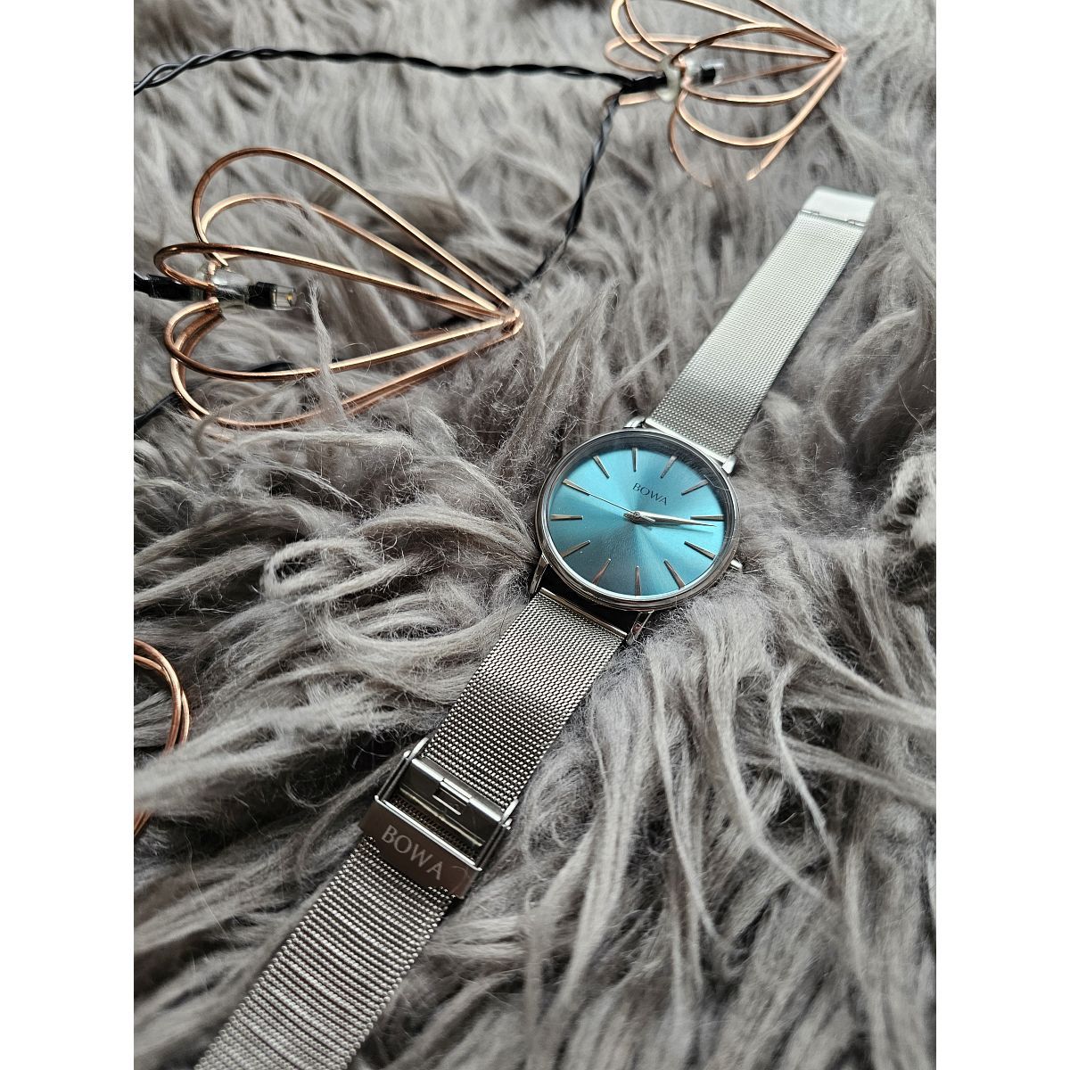 Zegarek damski BOWA Praha Turquoise-Silver Mesh 38