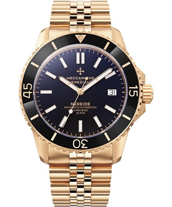 Zegarek męski Meccaniche Veneziane Nereide Full Gold PVD front